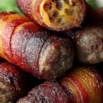 A platter of crispy bacon-wrapped smoked shotgun shells glazed in BBQ sauce