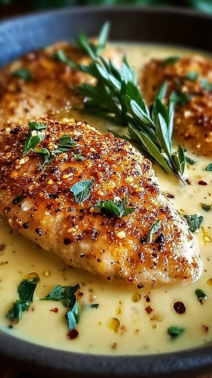 A bowl of creamy Louisiana remoulade sauce topped with fresh green onions and parsley