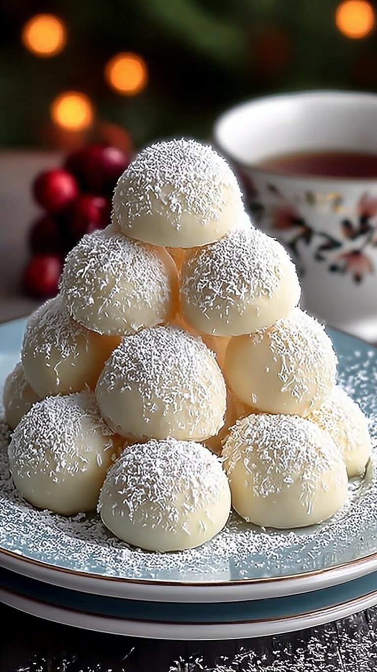 A pile of white powdered sugar Snowball Cookies on a cooling rack.