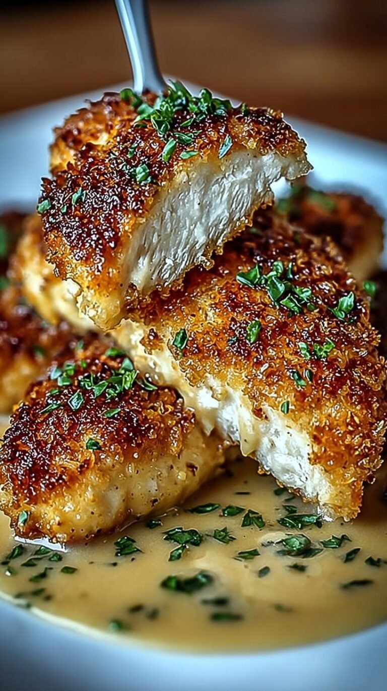 Golden brown Crispy Parmesan Chicken cutlets on a wire rack with lemon wedges