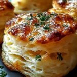 Golden brown cheddar biscuits brushed with garlic butter and filled with creamy crab meat