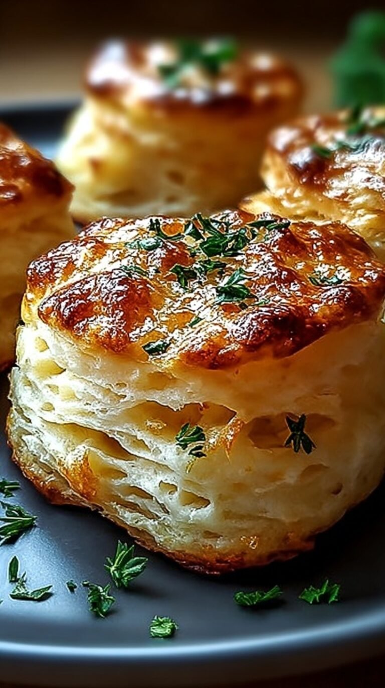 Golden brown cheddar biscuits brushed with garlic butter and filled with creamy crab meat
