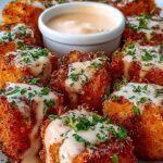 Golden brown crispy salmon bites tossed in a creamy orange chili sauce and garnished with green onions