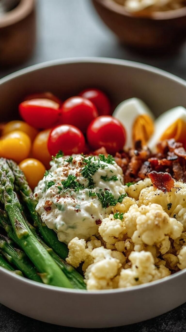 A white bowl filled with creamy cottage cheese topped with green peas, sliced radishes, cucumbers, and fresh herbs.