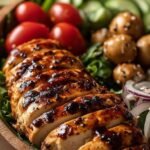High-protein grilled chicken meal prep bowls with sweet potatoes, broccoli, and quinoa