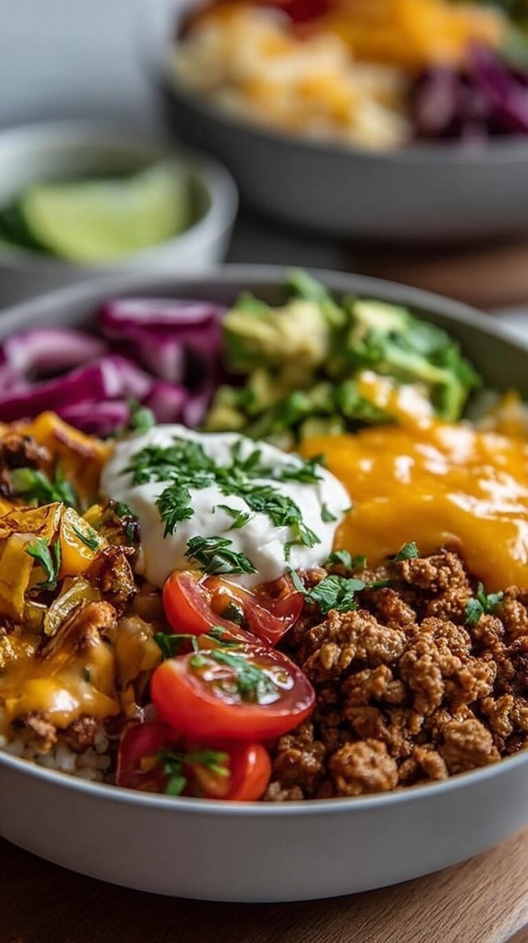 A colorful meal prep bowl with ground turkey, black beans, corn, and fresh salsa