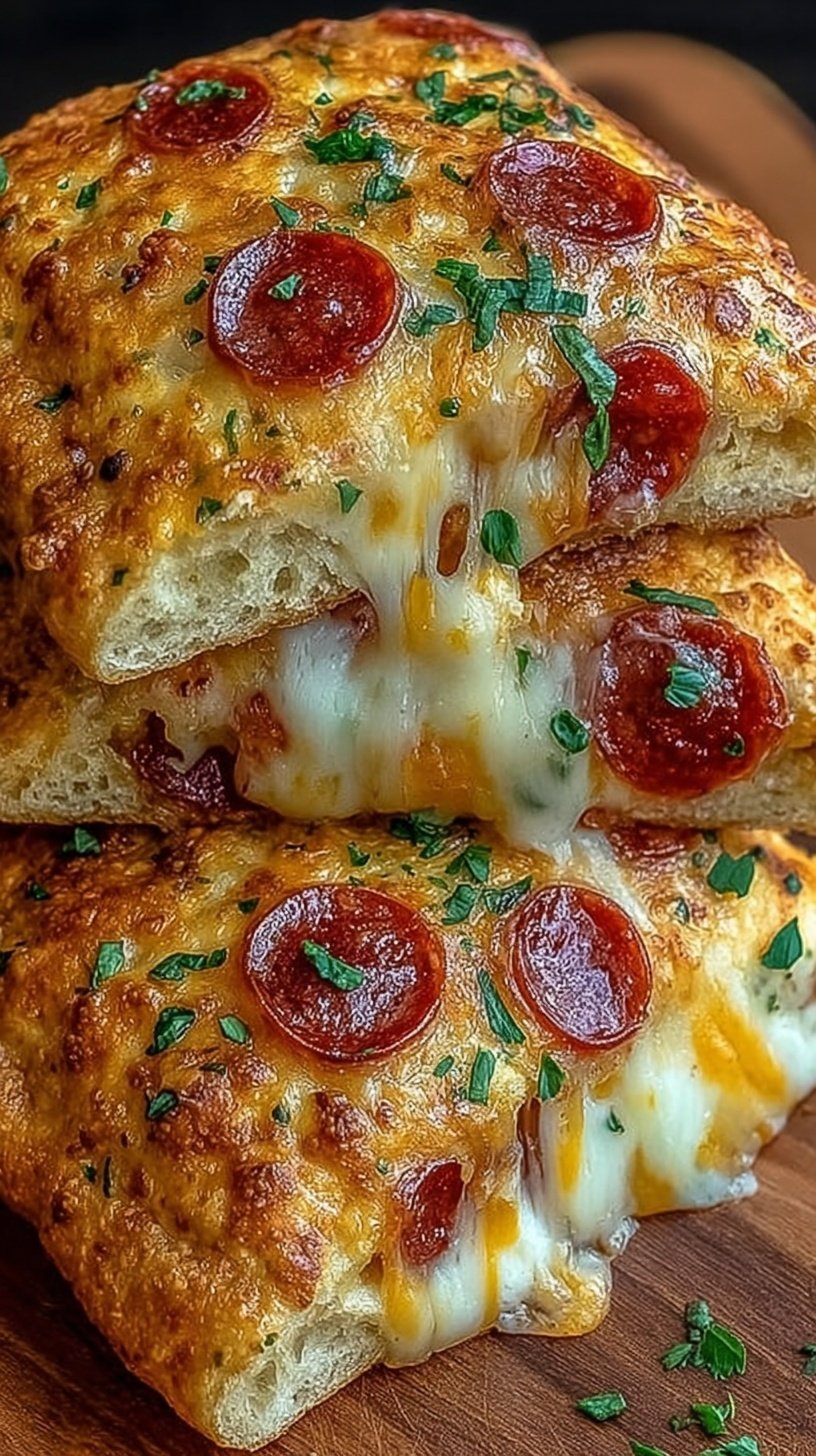 Golden brown homemade pizza hot pockets on a baking sheet with marinara sauce