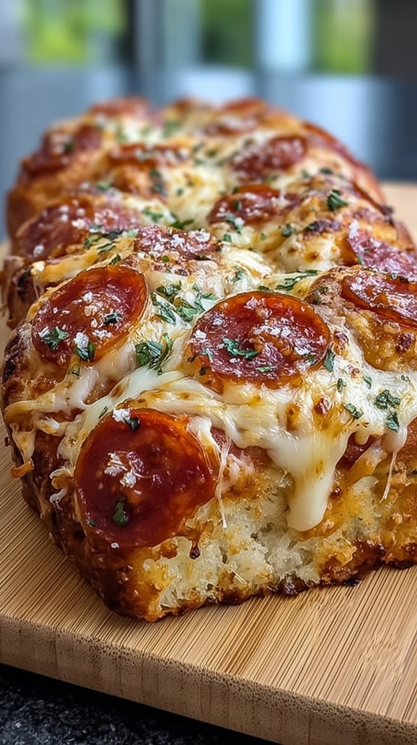 Golden brown pizza rolls with melted cheese and pepperoni inside an air fryer basket.