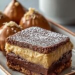 A meal prep container filled with oat energy bites, strawberries, blueberries, apple slices, and a creamy Greek yogurt dip.