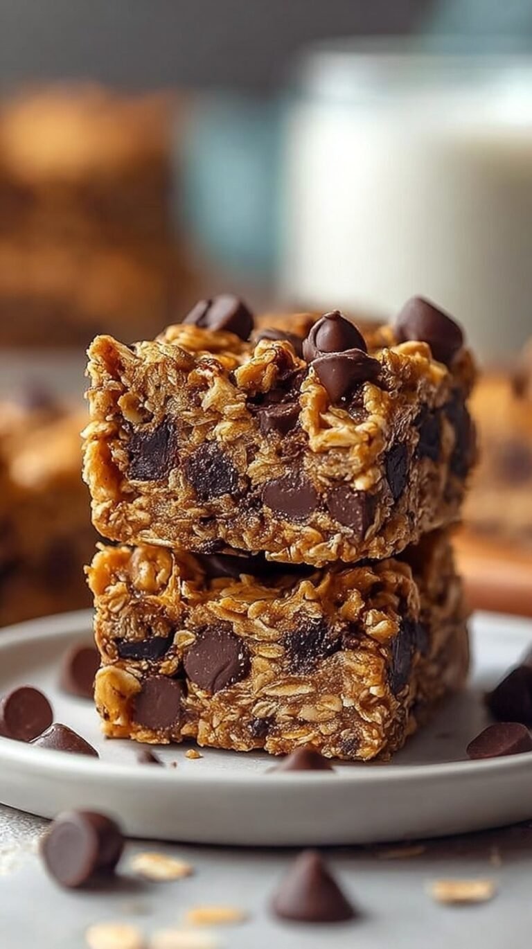 Golden brown protein chocolate chip lunchbox bars sliced into rectangles on a wooden board