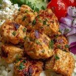 A fresh Greek chicken bowl with grilled chicken, quinoa, cucumber, tomatoes, and tzatziki sauce.