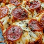 Golden brown high protein pizza rolls on a baking sheet with melted cheese and turkey pepperoni.