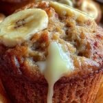 A stack of golden brown healthy banana muffins on a wire cooling rack