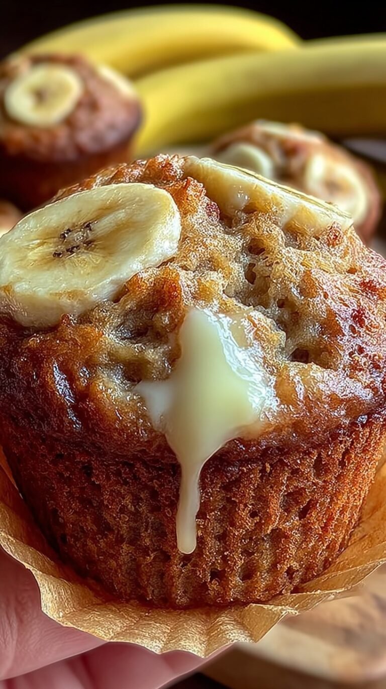 A stack of golden brown healthy banana muffins on a wire cooling rack