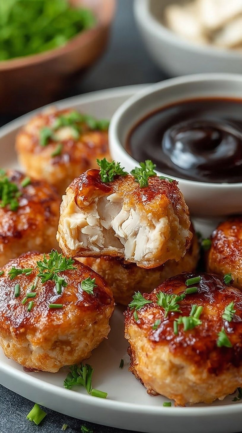 Golden brown balsamic glazed turkey cubes in an air fryer basket