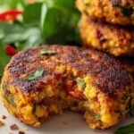 Golden brown crispy chickpea patties served on a plate with fresh parsley