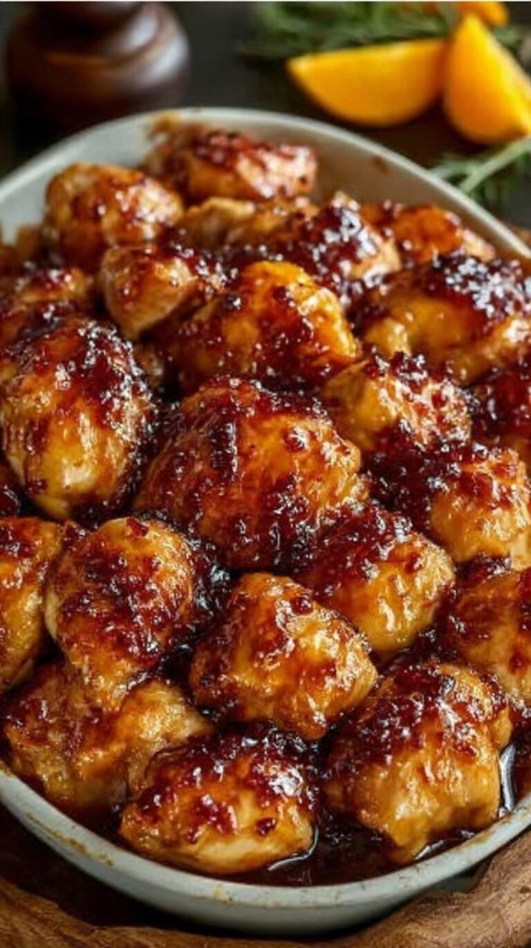 A golden brown whole roasted chicken with lemon and orange slices in a roasting pan