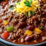 A steaming bowl of Wendy's Copycat Chili topped with shredded cheddar cheese and crackers.