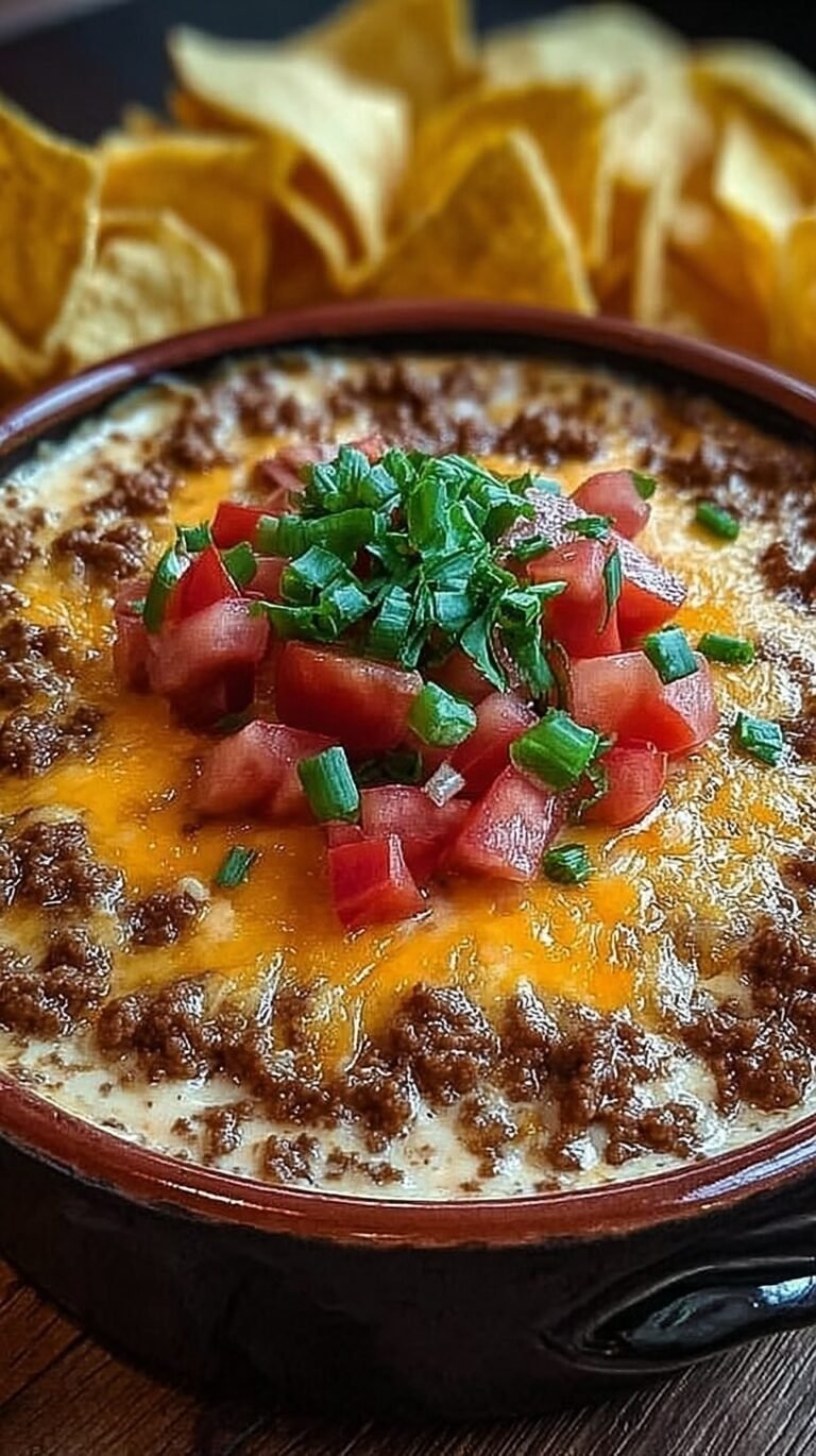 A baking dish filled with warm bean dip topped with melted cheese, jalapeños, and green onions.