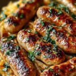 A colorful baking sheet with sliced chicken sausage, bell peppers, zucchini, and red onion roasted to perfection.