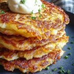Golden brown and crispy German potato pancakes served with applesauce on a white plate