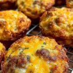 Golden brown sausage and hashbrown bites on a baking sheet
