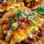 A stack of warm breakfast tacos filled with chorizo, eggs, and cheese
