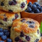 Golden brown blueberry buttermilk biscuits on a parchment-lined baking sheet