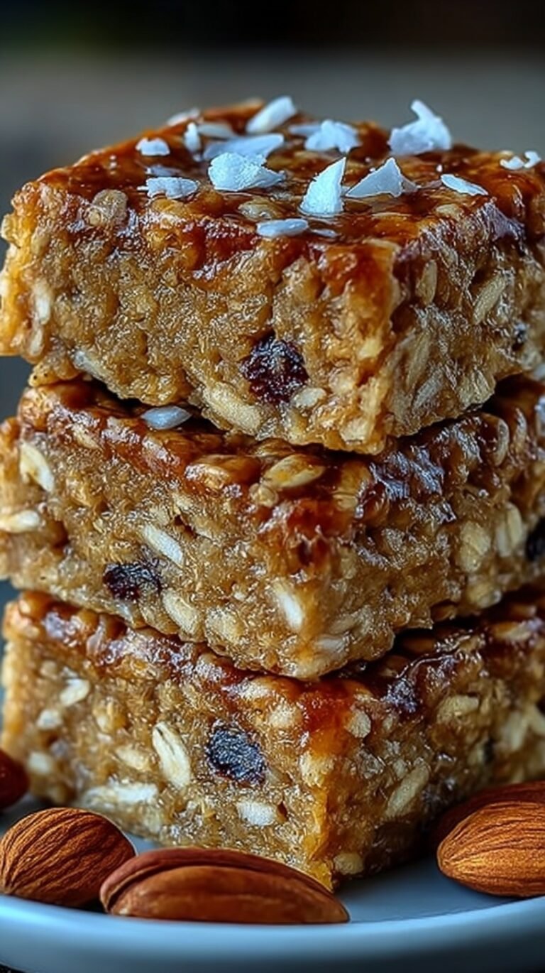 A tray of golden brown oatmeal breakfast bars with walnuts and cranberries