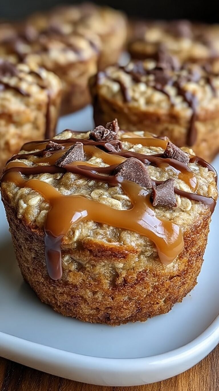 Three-layer peanut butter protein oatmeal cups with chocolate and sea salt