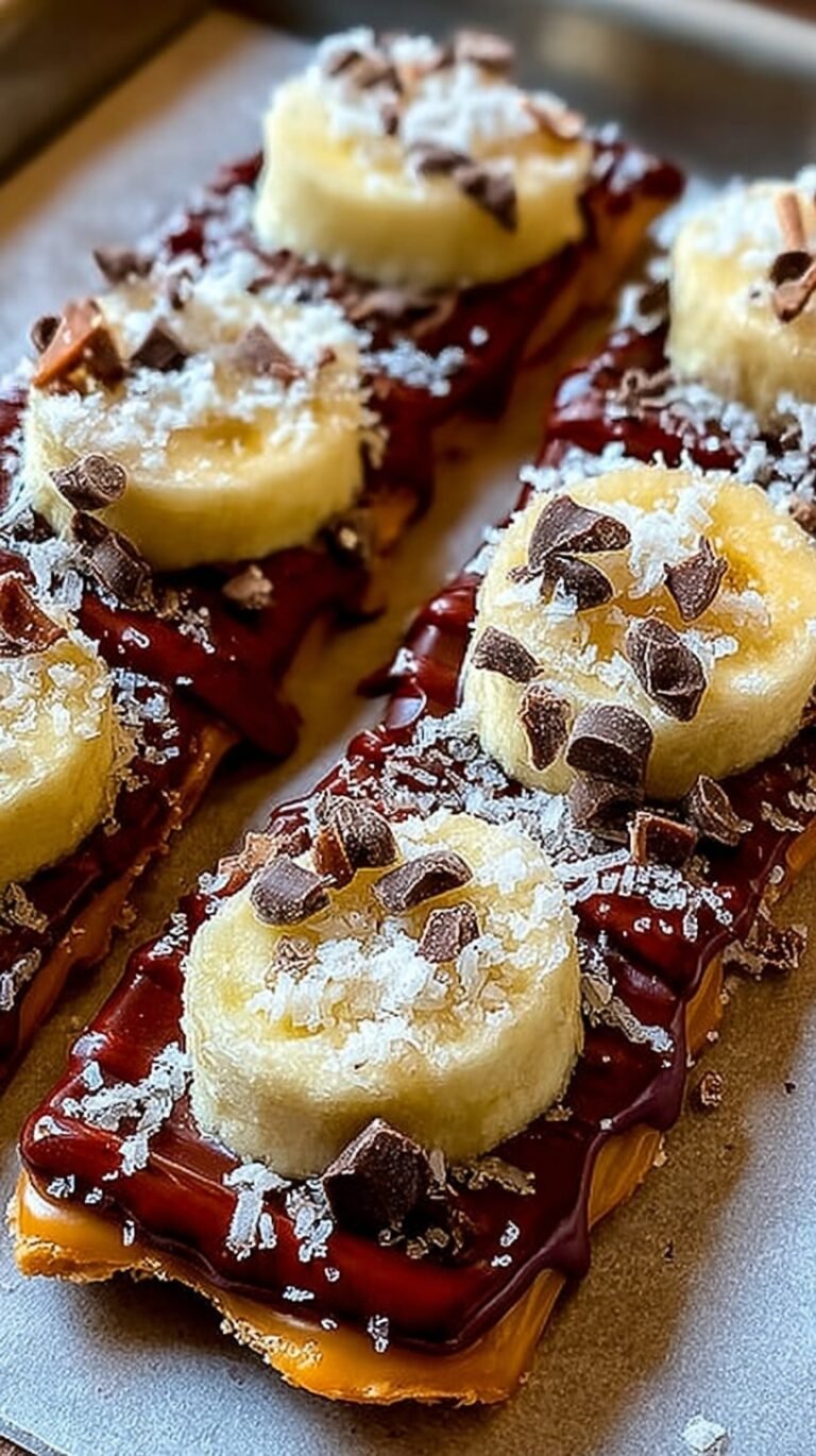 A tray of frozen chocolate banana bark with peanut butter layers and sea salt