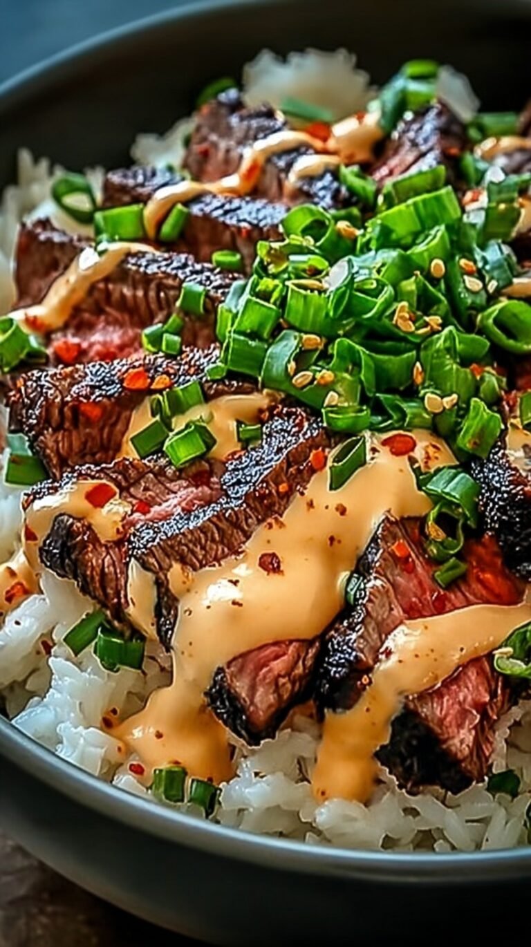 A vibrant bowl of Korean BBQ steak with fresh cucumbers, carrots, and kimchi over jasmine rice
