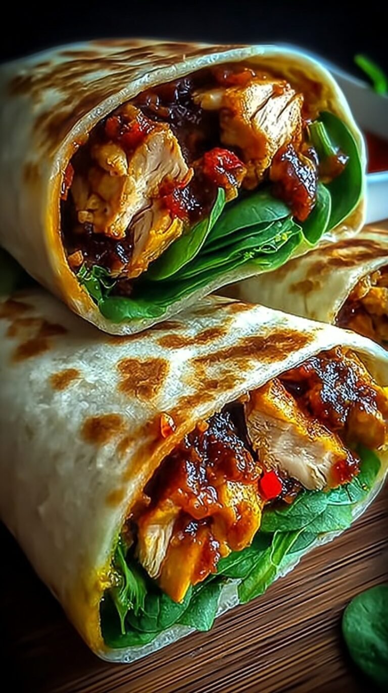 Fresh sweet chili chicken wraps sliced diagonally on a plate with crisp lettuce and peppers