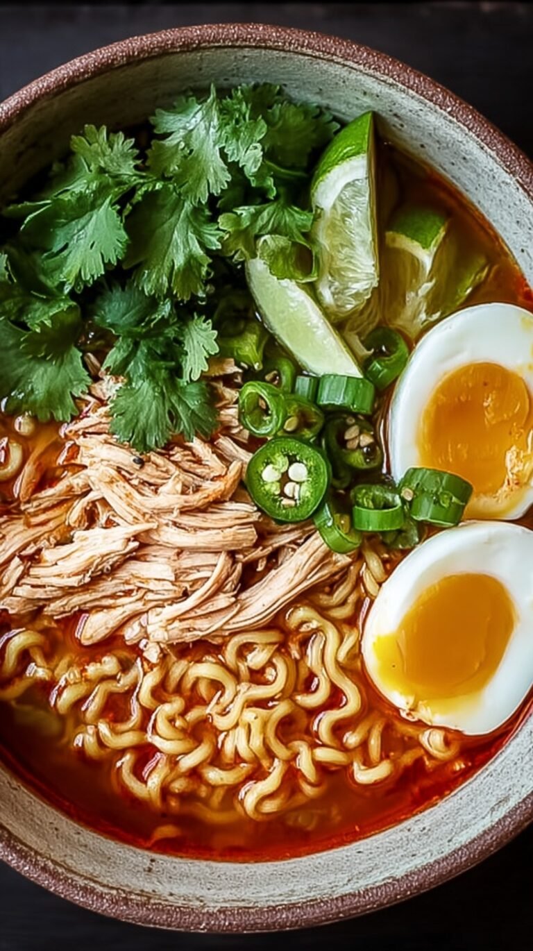 A steaming bowl of chicken ramen with soft boiled eggs and green onions