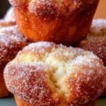 A close up of fluffy muffins coated in cinnamon sugar on a cooling rack.