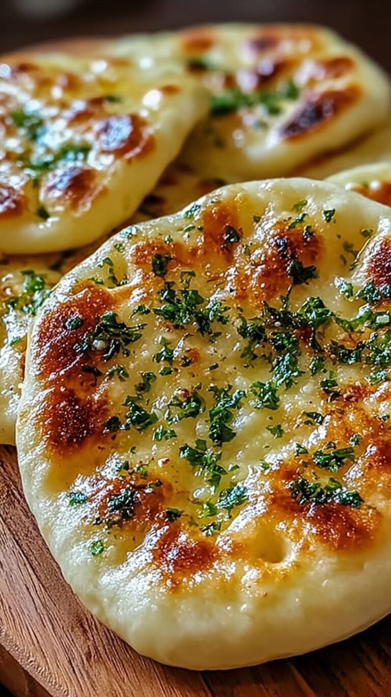 Golden brown garlic flatbread brushed with parsley butter in an air fryer basket